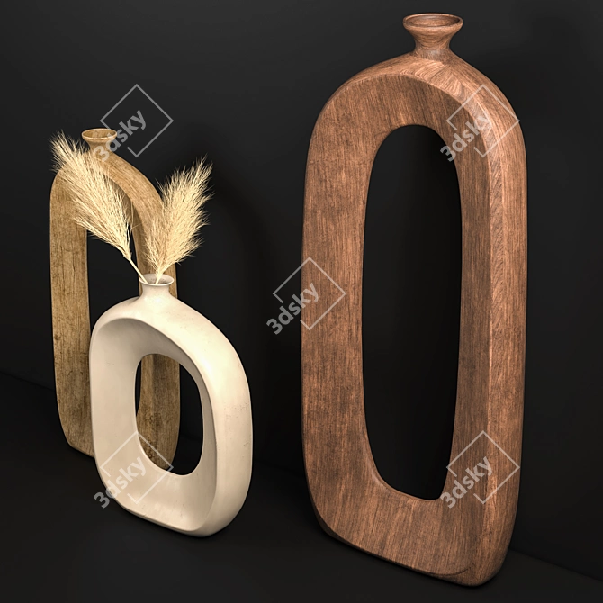 Modern Ceramic Vase Set 3D model image 2