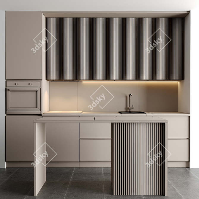 Modular Kitchen 3D Model 3D model image 4