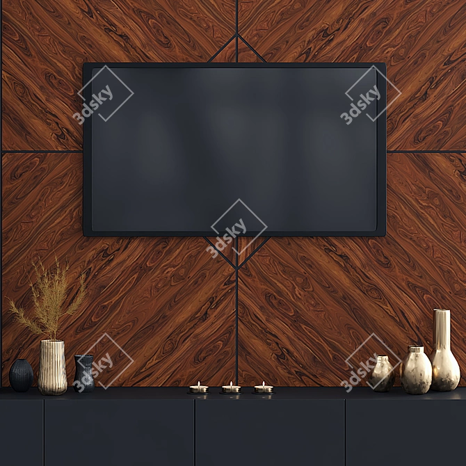 Modern TV Wall Unit with Varying Rendering Formats 3D model image 3