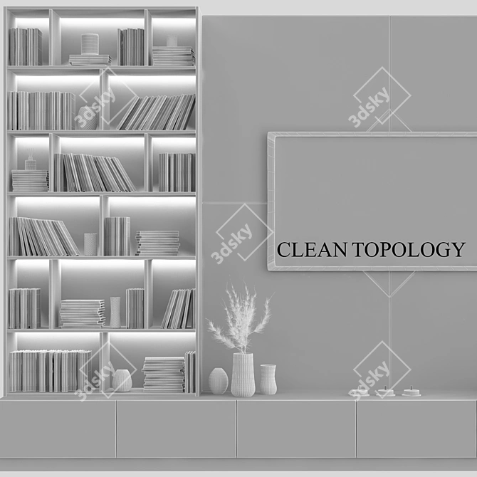 Modern TV Wall Unit with Varying Rendering Formats 3D model image 4