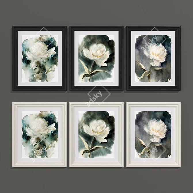 Modern Peony Art Collection 3D model image 1