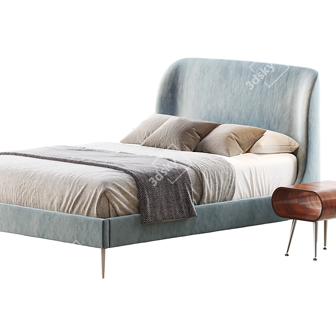 Lana Upholstered Bed: Stylish & Spacious 3D model image 4