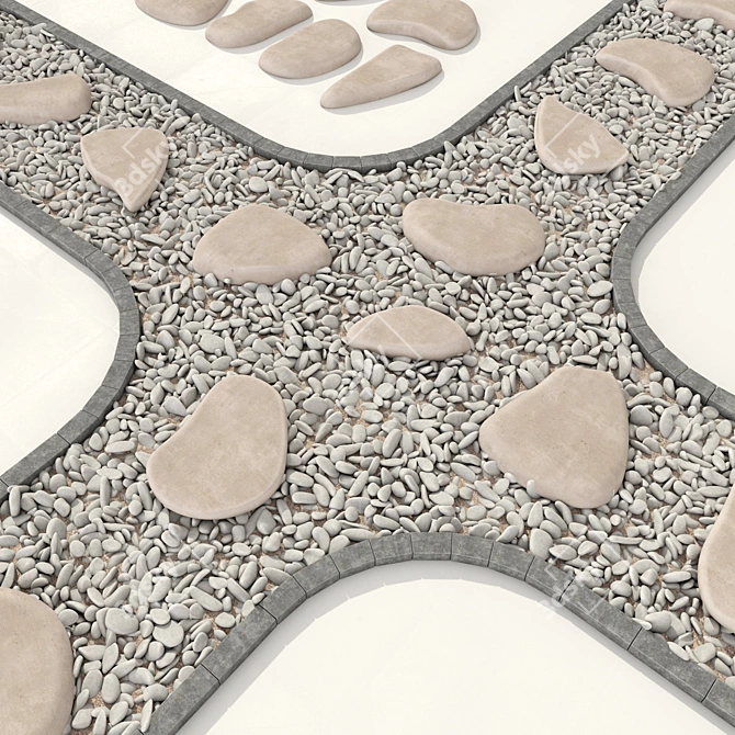 Pebble Road Slabs: Stone Plate Flooring 3D model image 3