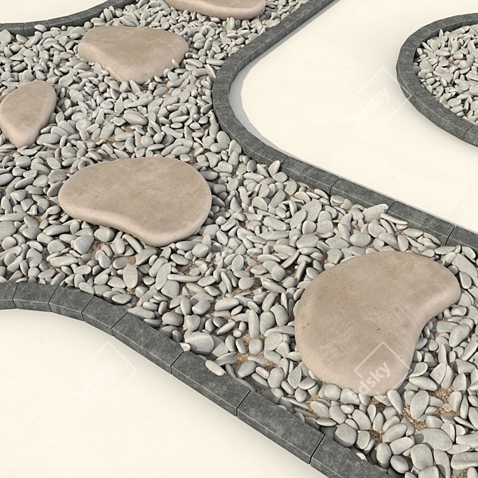 Pebble Road Slabs: Stone Plate Flooring 3D model image 4