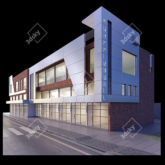 Modern Alucobrick Glass Shopping 3D model image 1