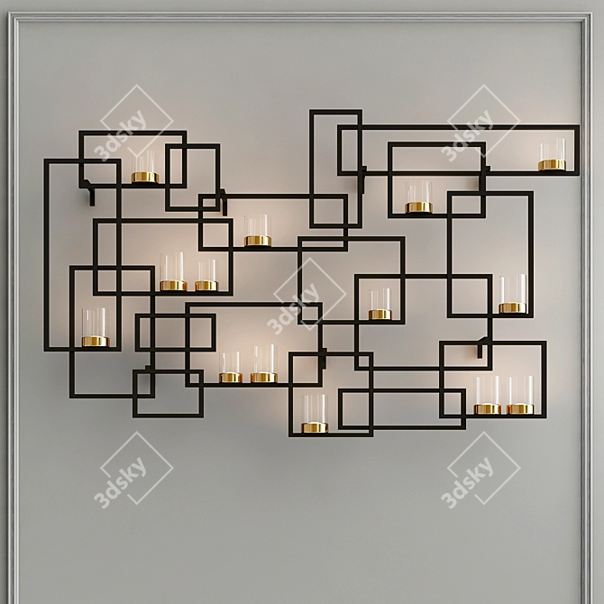 Antique Bronze Circuit Wall Candle Holder 3D model image 1