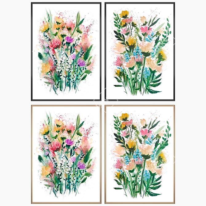 Artful Wall Décor Set with Multiple Frame Options 3D model image 2