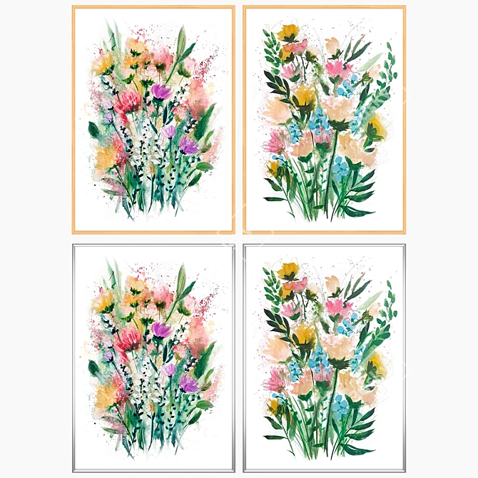 Artful Wall Décor Set with Multiple Frame Options 3D model image 3