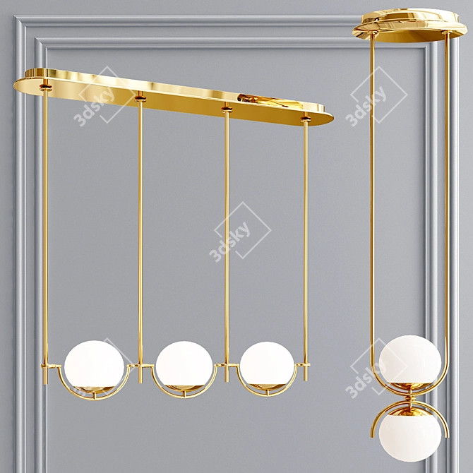 Modern Metal and Glass Ceiling Light Collection 3D model image 3