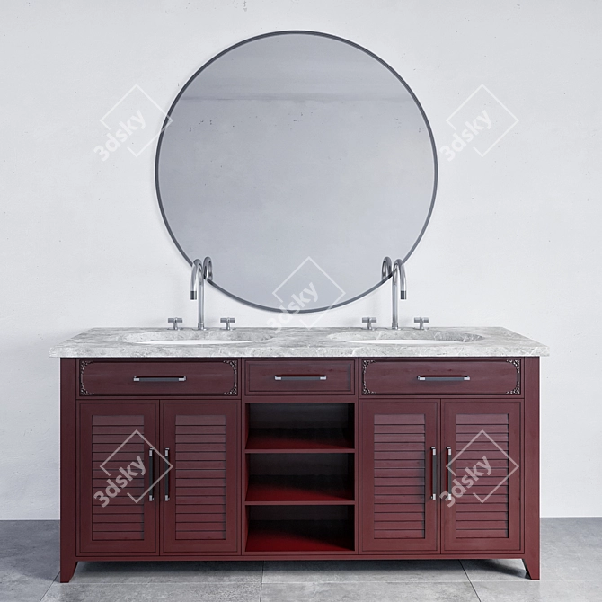 Modern Bathroom Furniture Set 3D model image 2