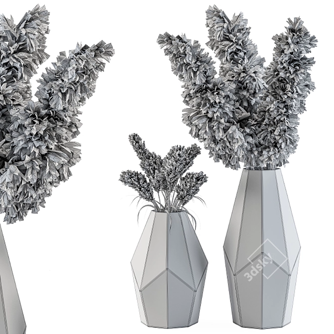 Elegant Pampas in Polygonal Vase 3D model image 5
