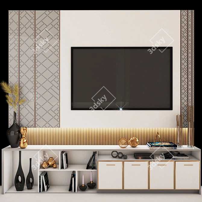 Modern TV Wall Set - 3D Max 2016 3D model image 1