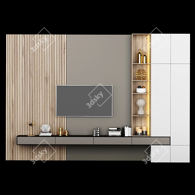 Modern TV Stand_75: Stylish and Spacious 3D model image 1