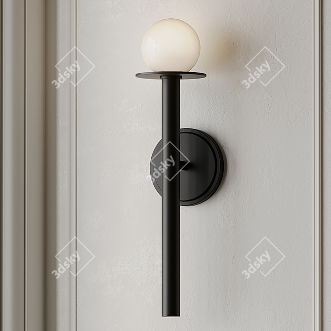 Modern Black Wall Sconce: LUMINAIRE MURAL NODES KW1011BBS 3D model image 3