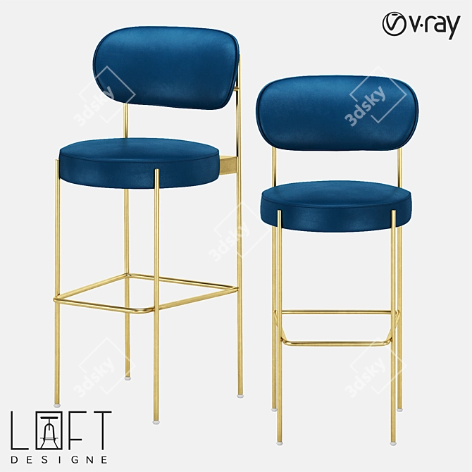 LoftDesigne 35844: Stylish Metal and Leather Chair 3D model image 1