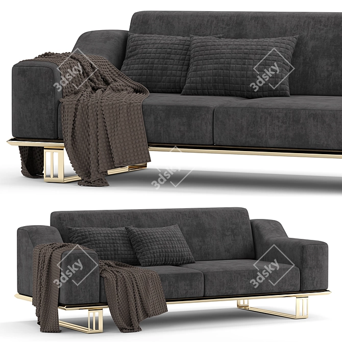 Elegant Velvet Modern Sofa 3D model image 1