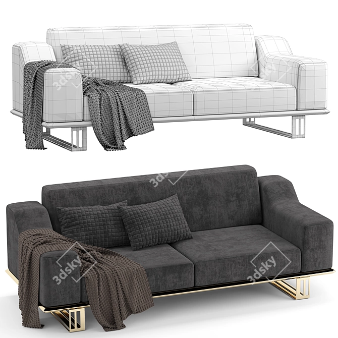 Elegant Velvet Modern Sofa 3D model image 2