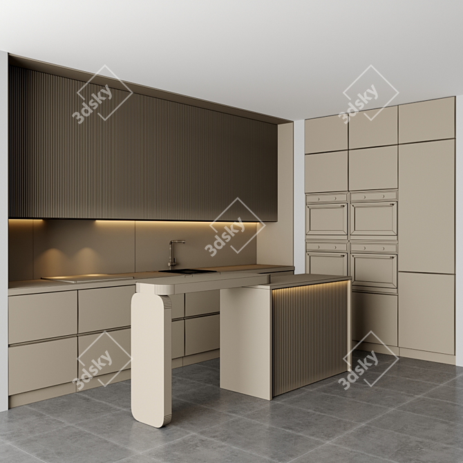 Modular Kitchen with 3D Max 3D model image 4