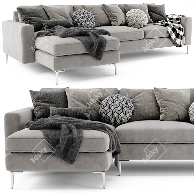 Sleek Nova Left Sectional Sofa 3D model image 1
