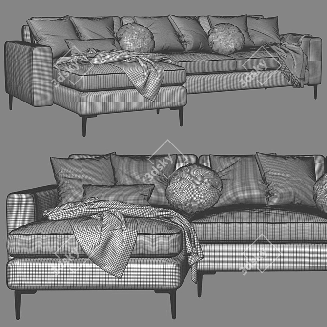 Sleek Nova Left Sectional Sofa 3D model image 4