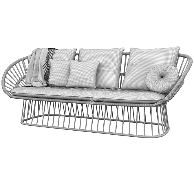Elegant Cala 3 Seater Sofa 3D model image 3