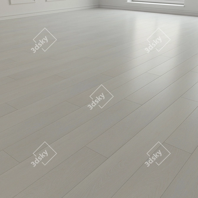 White Sherwood Oak Laminate Parquet 3D model image 2