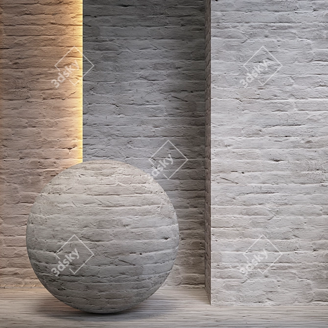 Seamless White Brick Texture 3D model image 1