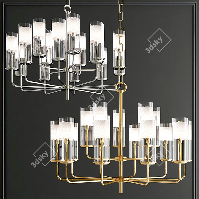 Elegant Golden Metal Chandelier 3D model image 2