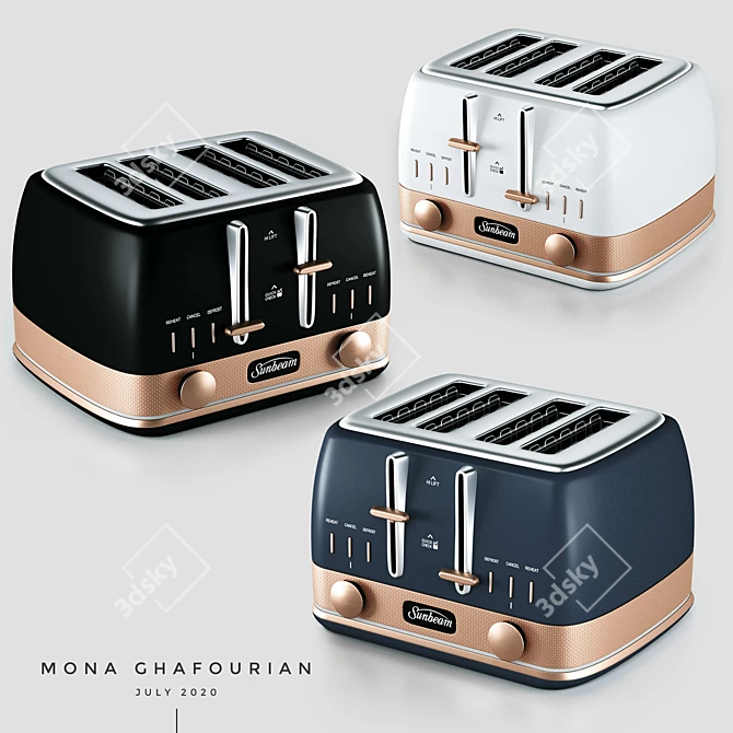 Classic Bronze 4-Slice Toaster 3D model image 5