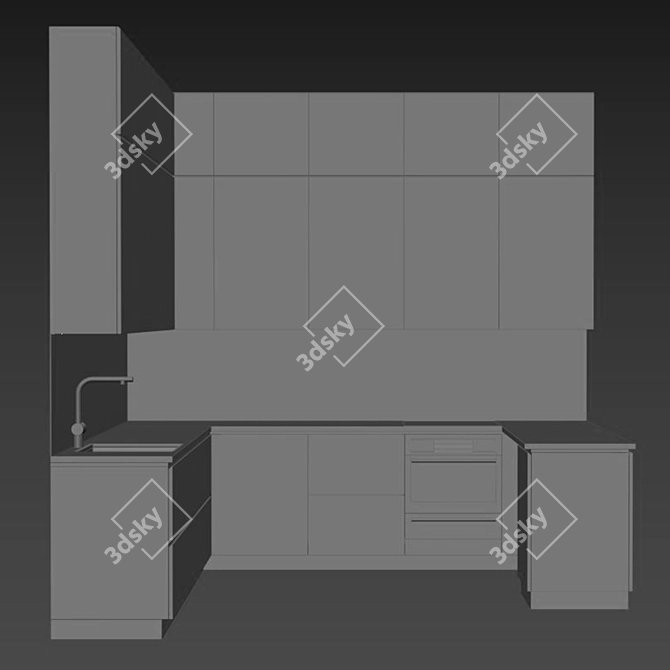 Modern Kitchen Design 3D Model 3D model image 3