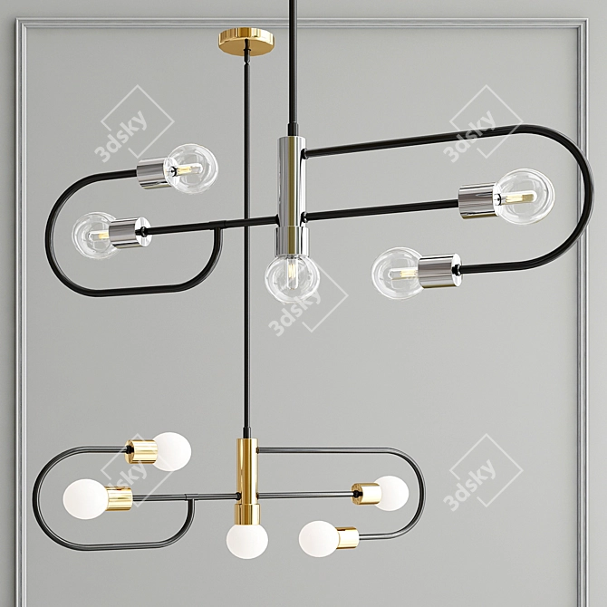 Sophisticated Opal Glass Island Chandelier 3D model image 2