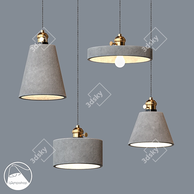 Modern Geometric Gray Chandelier 3D model image 1