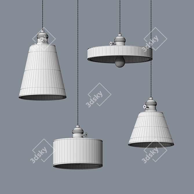 Modern Geometric Gray Chandelier 3D model image 2