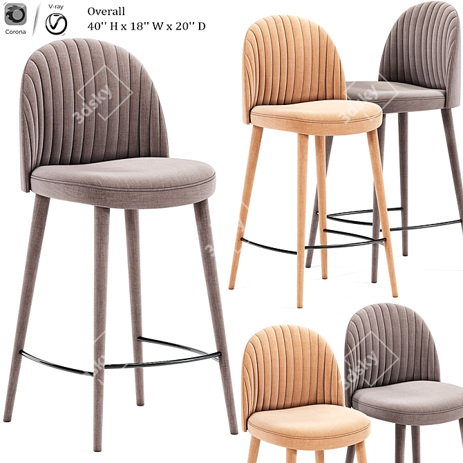 Mauricette Ecru Bar Stool: Sleek and Stylish Seating 3D model image 1