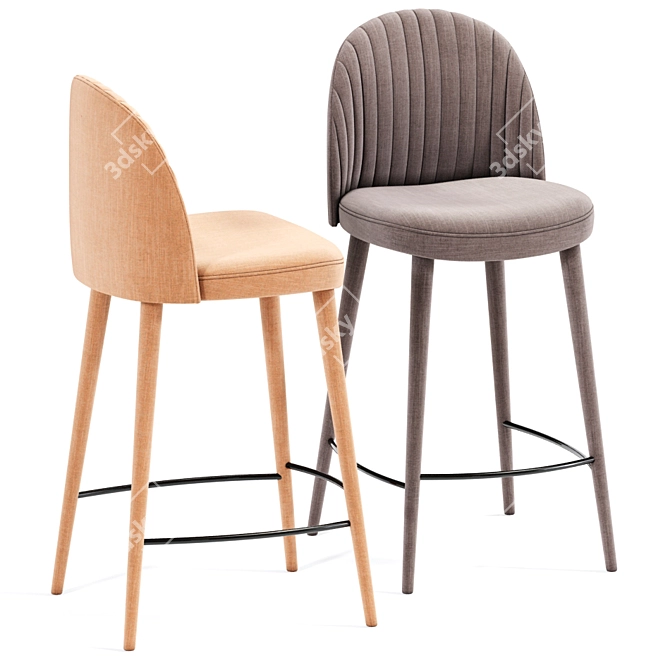 Mauricette Ecru Bar Stool: Sleek and Stylish Seating 3D model image 3