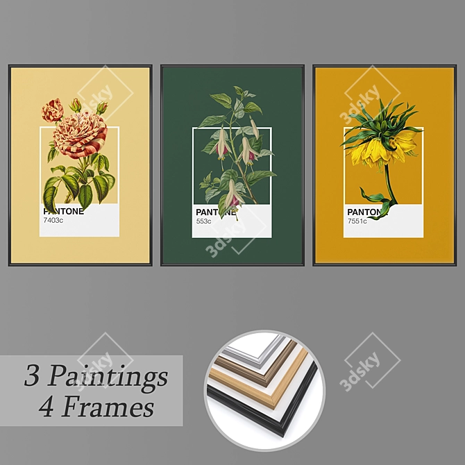 Elegant Wall Art Set 1618 3D model image 1