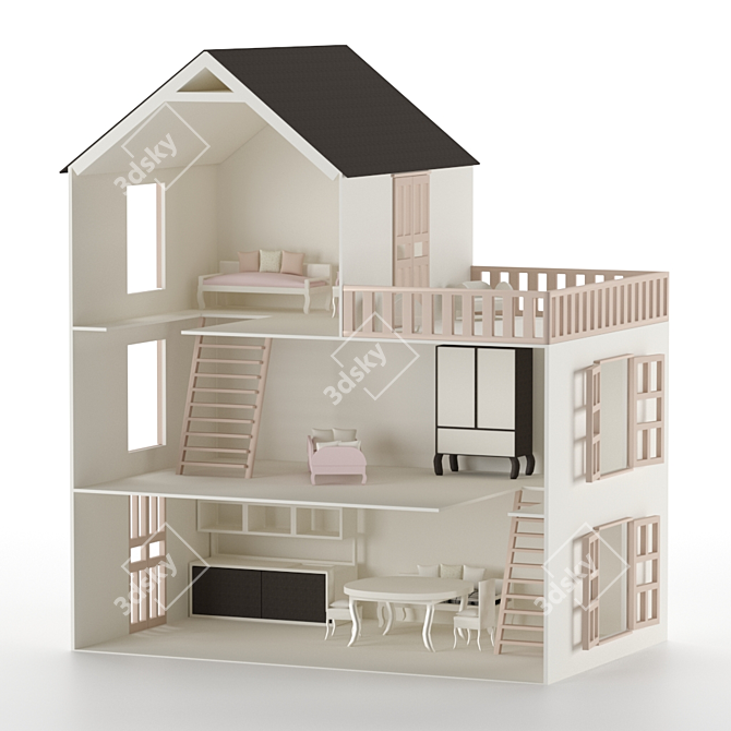 Luxury Dollhouse: Realistic Details & Modern Design 3D model image 1