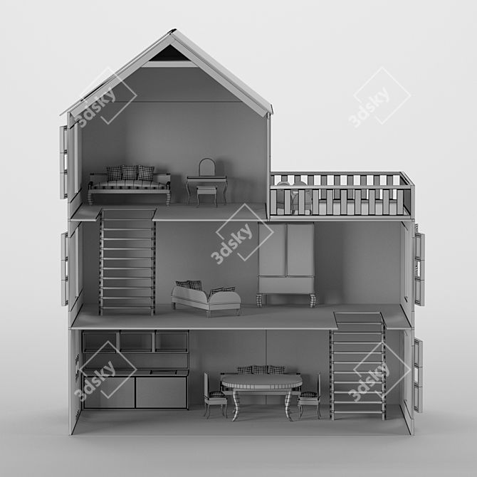 Luxury Dollhouse: Realistic Details & Modern Design 3D model image 4