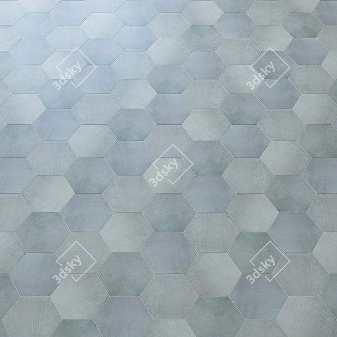 Elegant Paige Grigio Hexagon Tiles 3D model image 2