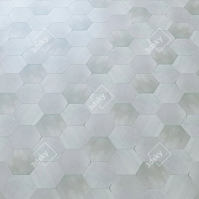 Elegant Paige Grigio Hexagon Tiles 3D model image 3