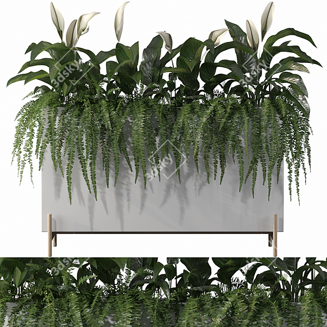 Office Greenery Set: Fern & Peace Lily 3D model image 1