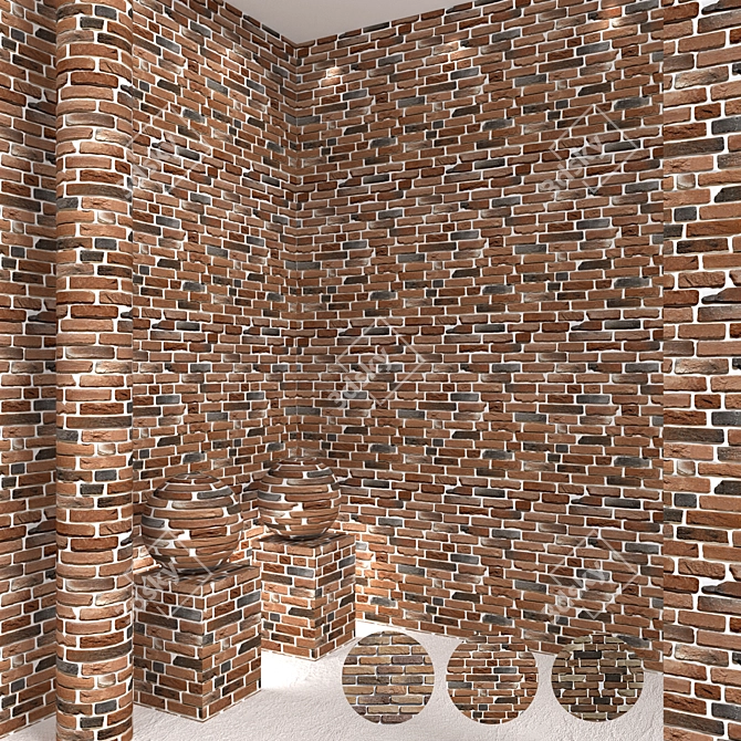 Rustic Brick Panel for Walls 3D model image 1