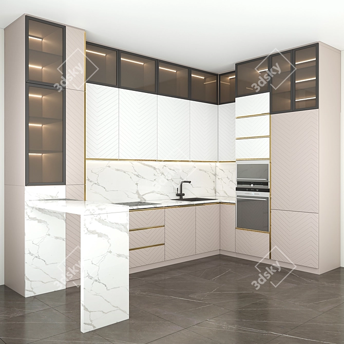 Modern Kitchen in Bright Style 3D model image 1