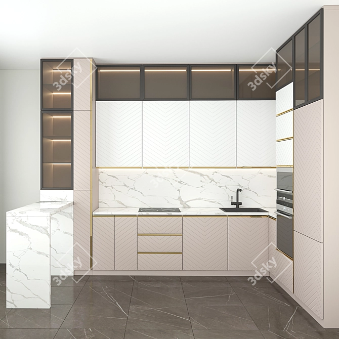 Modern Kitchen in Bright Style 3D model image 2