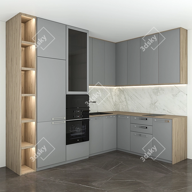 Title: Modern Corner Kitchen 3D model image 1