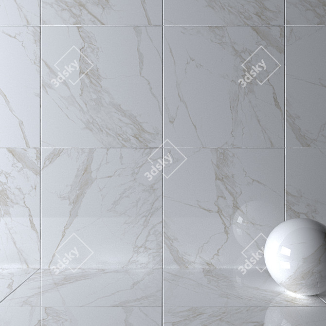 Luxury Gold Marble Wall Tiles 3D model image 2