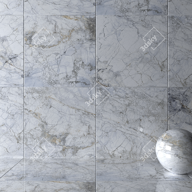 Supreme White Marble Wall Tiles 3D model image 2