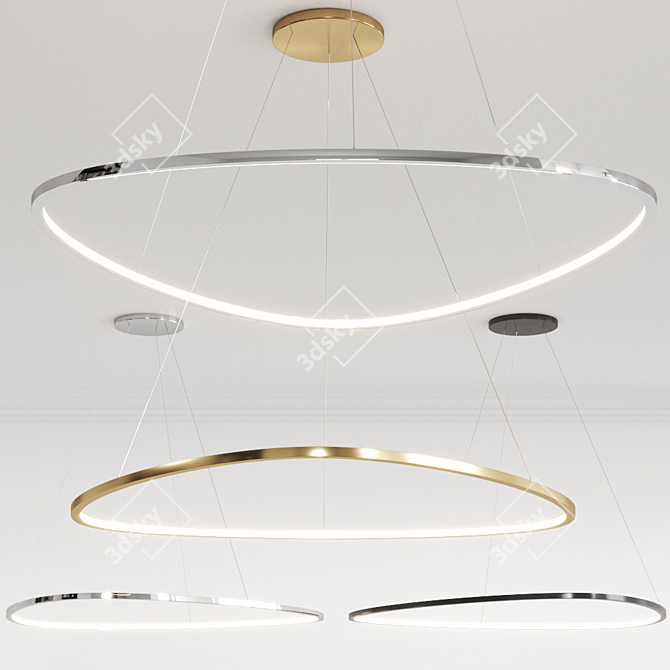 Sleek Delta LED Ceiling Lamp 3D model image 3