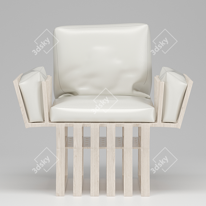 Cozy Wooden Frame Chair 3D model image 2