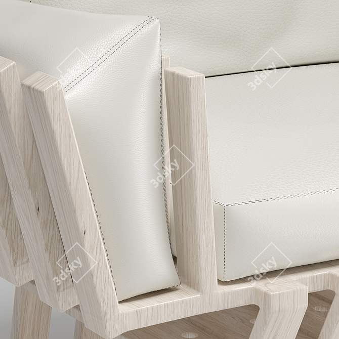 Cozy Wooden Frame Chair 3D model image 3